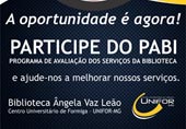 Programa de Avaliação de Serviços da Biblioteca será realizado de 16 a 31 de outubro