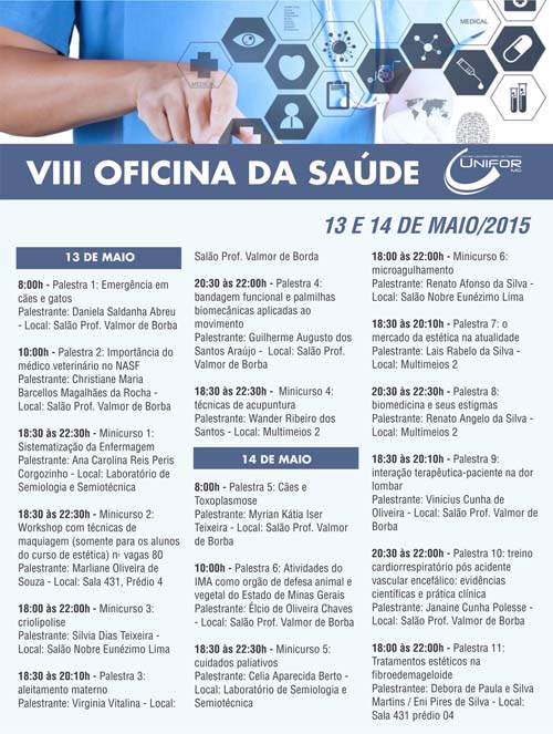 VIII Oficina da Saúde do UNIFOR-MG será promovida na próxima semana