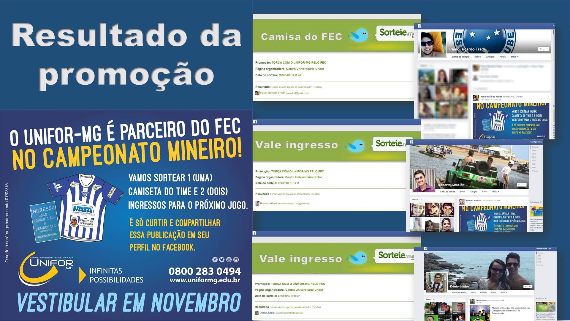 Definidos os ganhadores da promoção “Torça com o UNIFOR-MG pelo FEC”