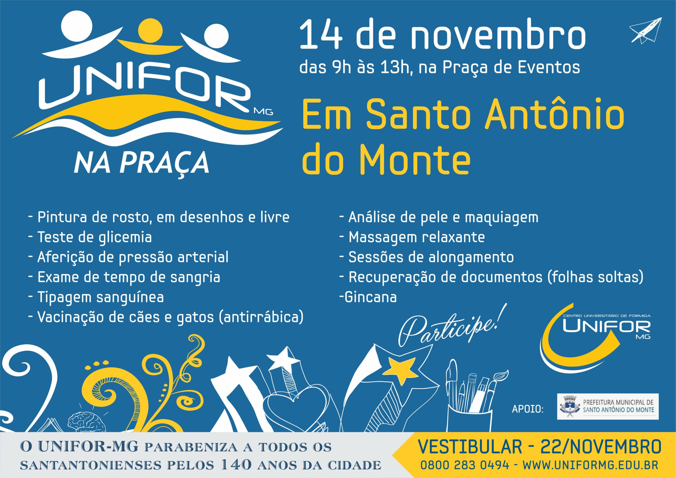 UNIFOR-MG na Praça terá edição em Santo Antônio do Monte no próximo sábado