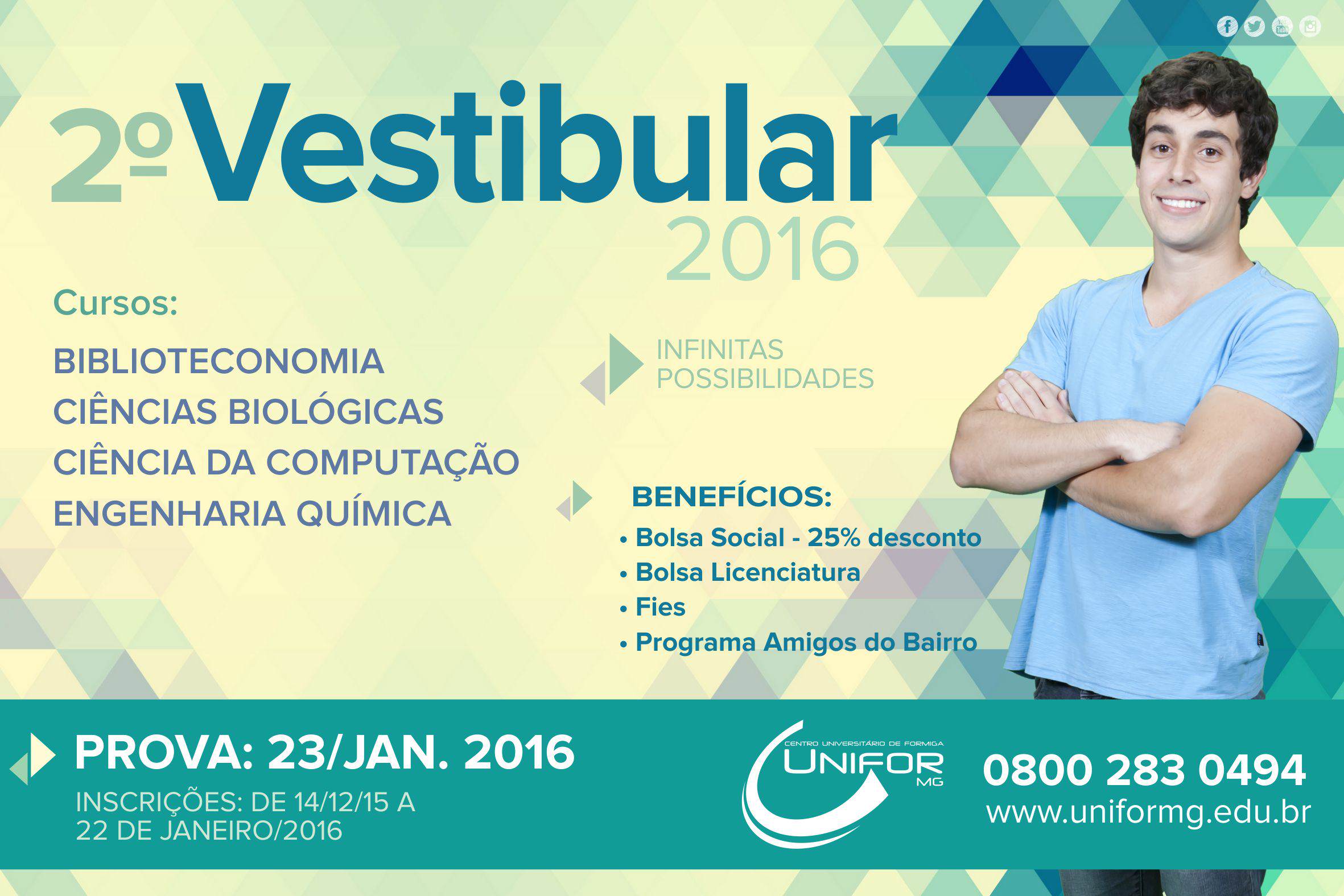 2º Vestibular 2016 do UNIFOR-MG será realizado no próximo sábado
