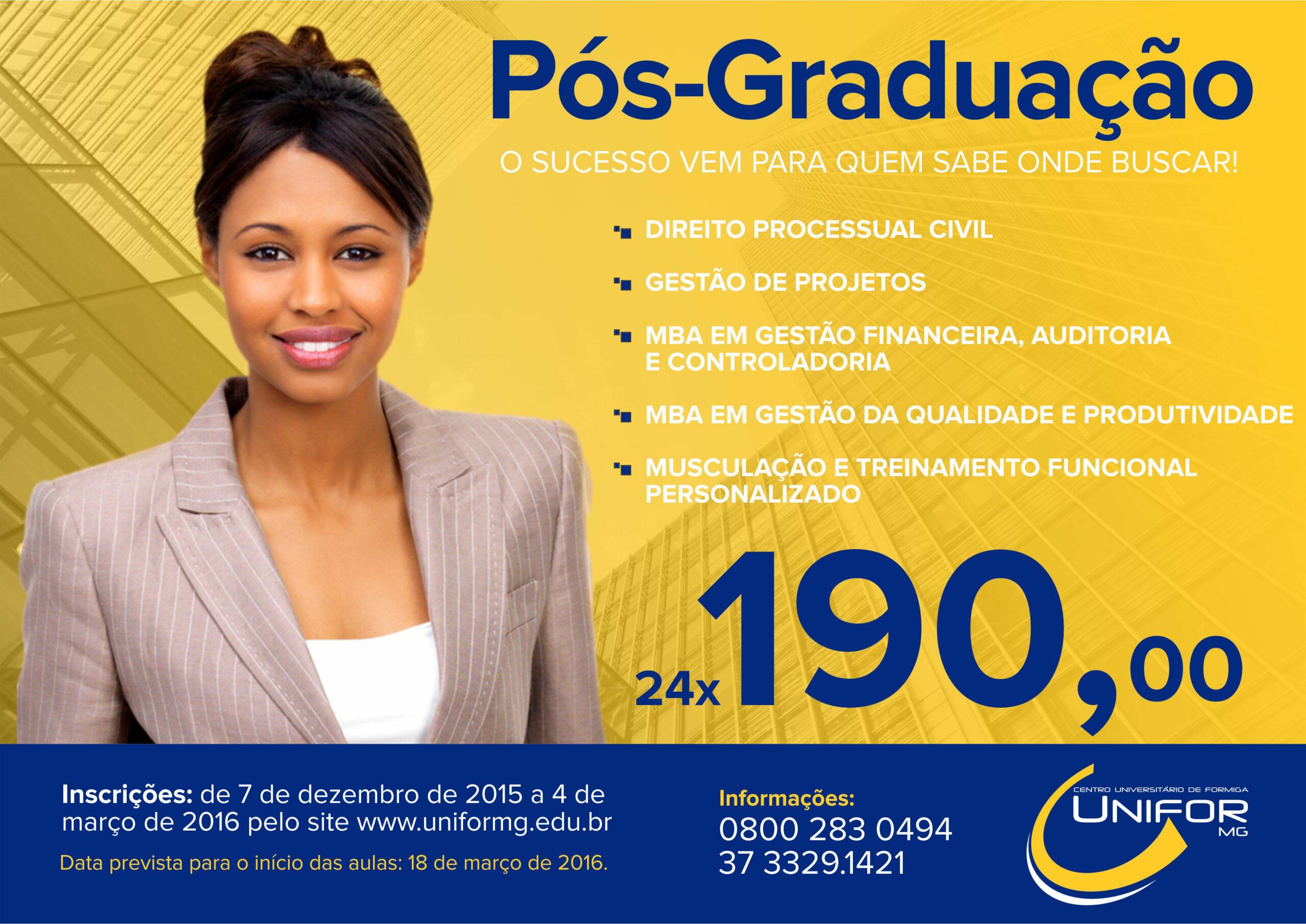 UNIFOR-MG oferece cursos de pós-graduação