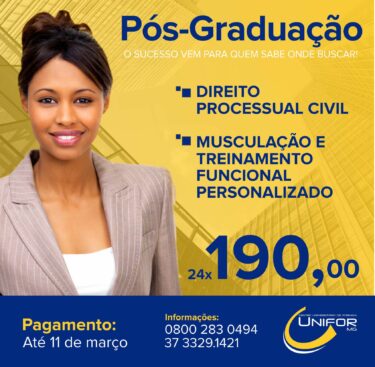 ÚLTIMOS DIAS PARA INSCRIÇÕES NOS CURSOS DE PÓS-GRADUAÇÃO DO UNIFOR-MG