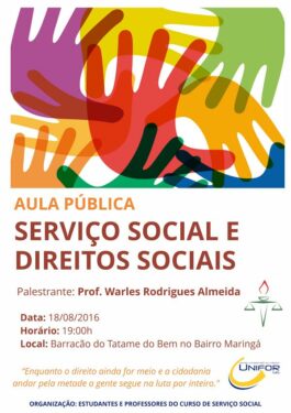 Curso de Serviço Social promoverá Aula Pública no Bairro Maringá