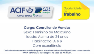 Oportunidade para consultor de vendas