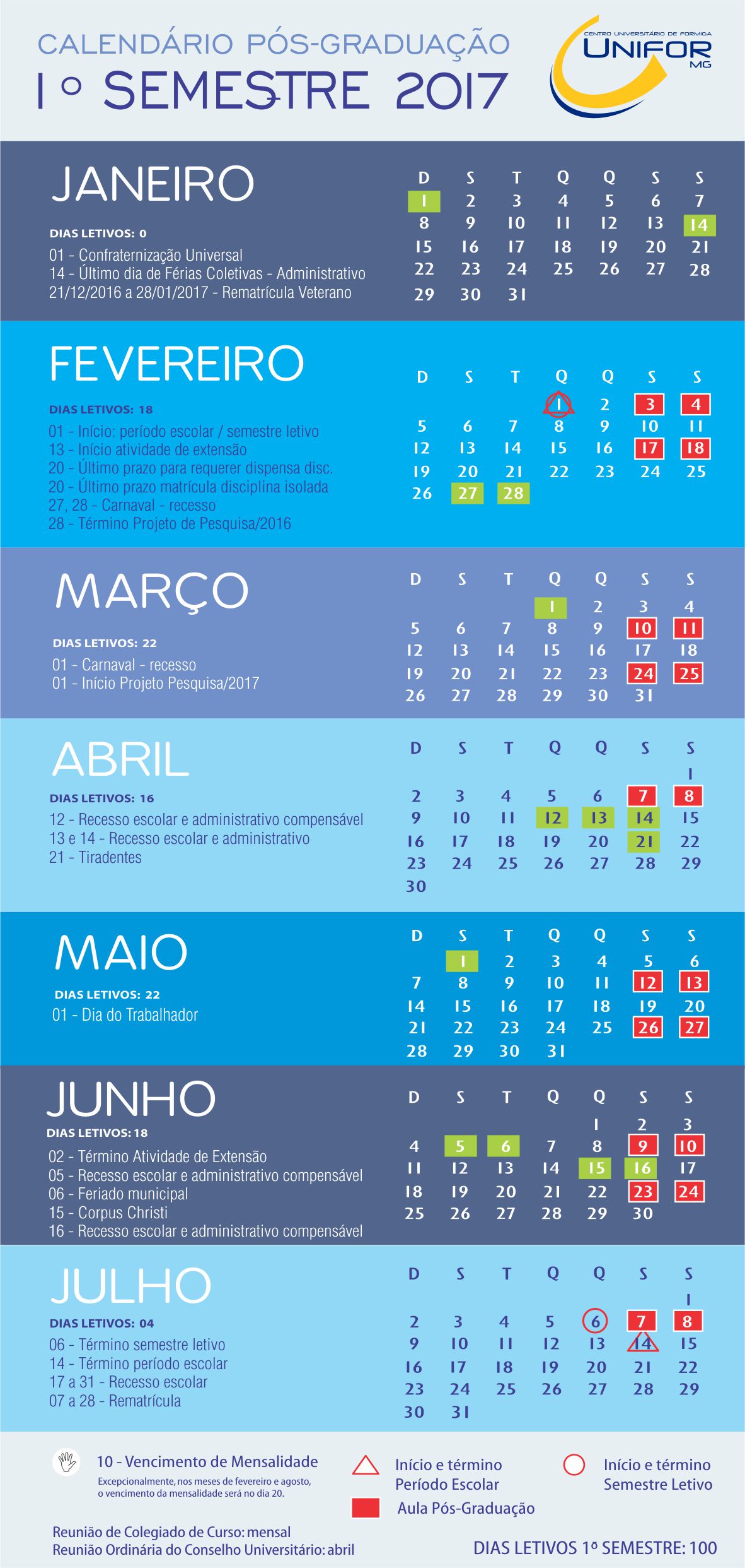 Calendário Pós-graduação 1º Semestre-2017