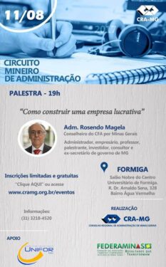 Circuito Mineiro de Administração promoverá palestra no UNIFOR-MG