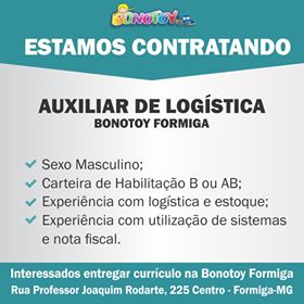 Bonotoy oferece vaga para auxiliar de logística