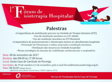Fórum de Fisioterapia Hospitalar será realizado em Formiga