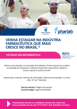 Pharlab seleciona estagiário do curso de Ciência da Computação