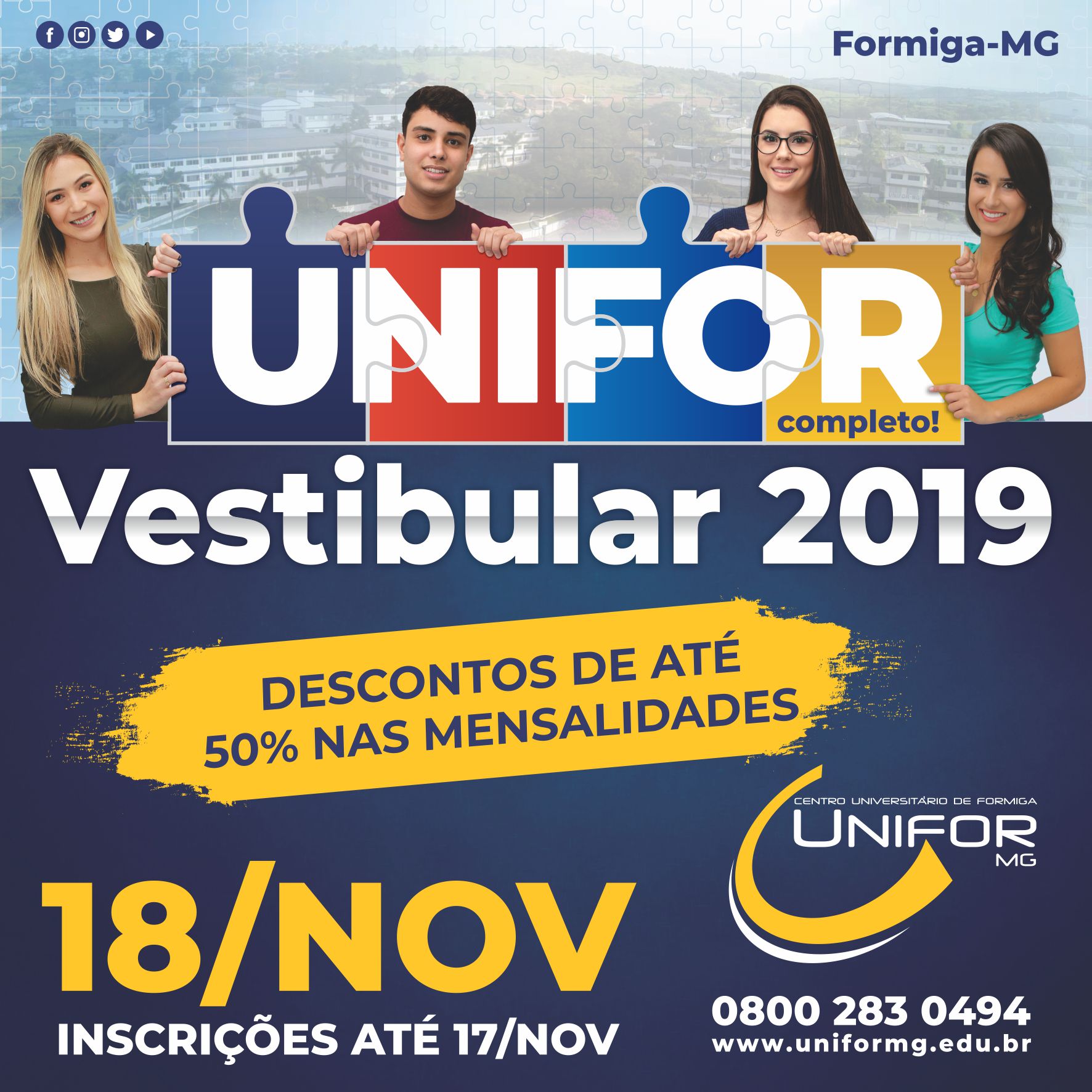 PROVAS DO VESTIBULAR 2020 SERÃO APLICADAS EM OUTUBRO