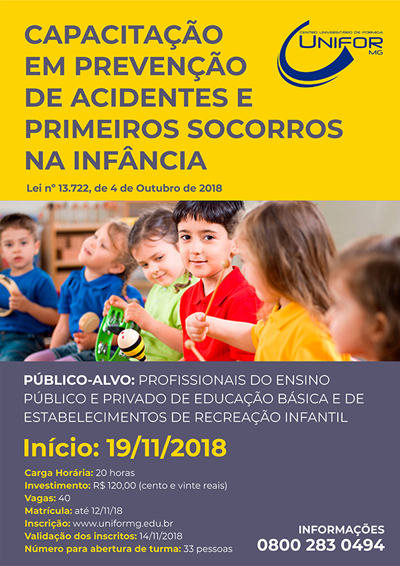 UNIFOR-MG OFERECE CURSO DE PREVENÇÃO DE ACIDENTES E PRIMEIROS SOCORROS NA INFÂNCIA
