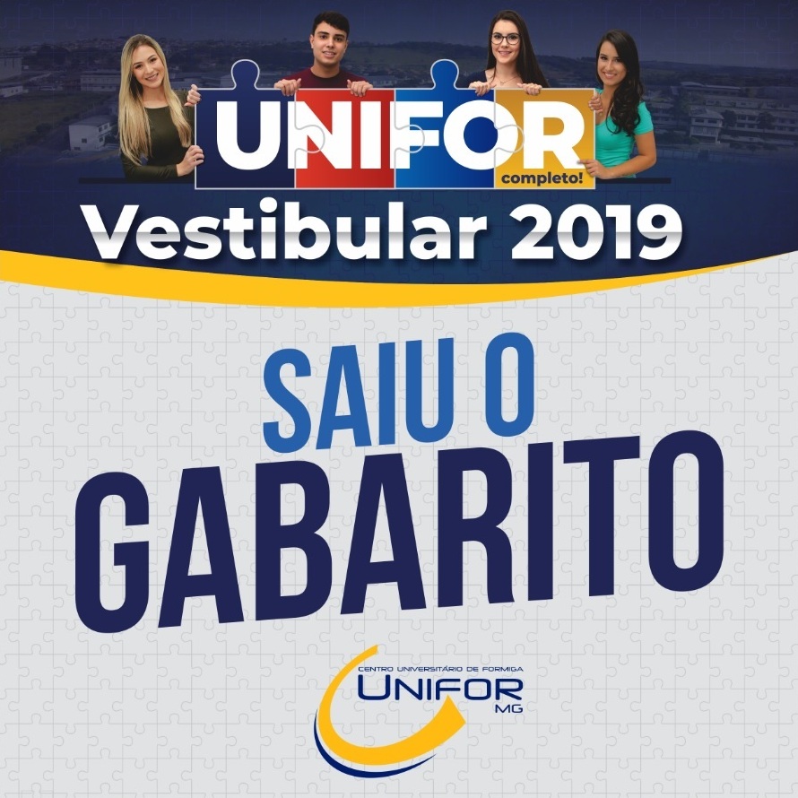 DIVULGADO GABARITO DO 1º VESTIBULAR 2019