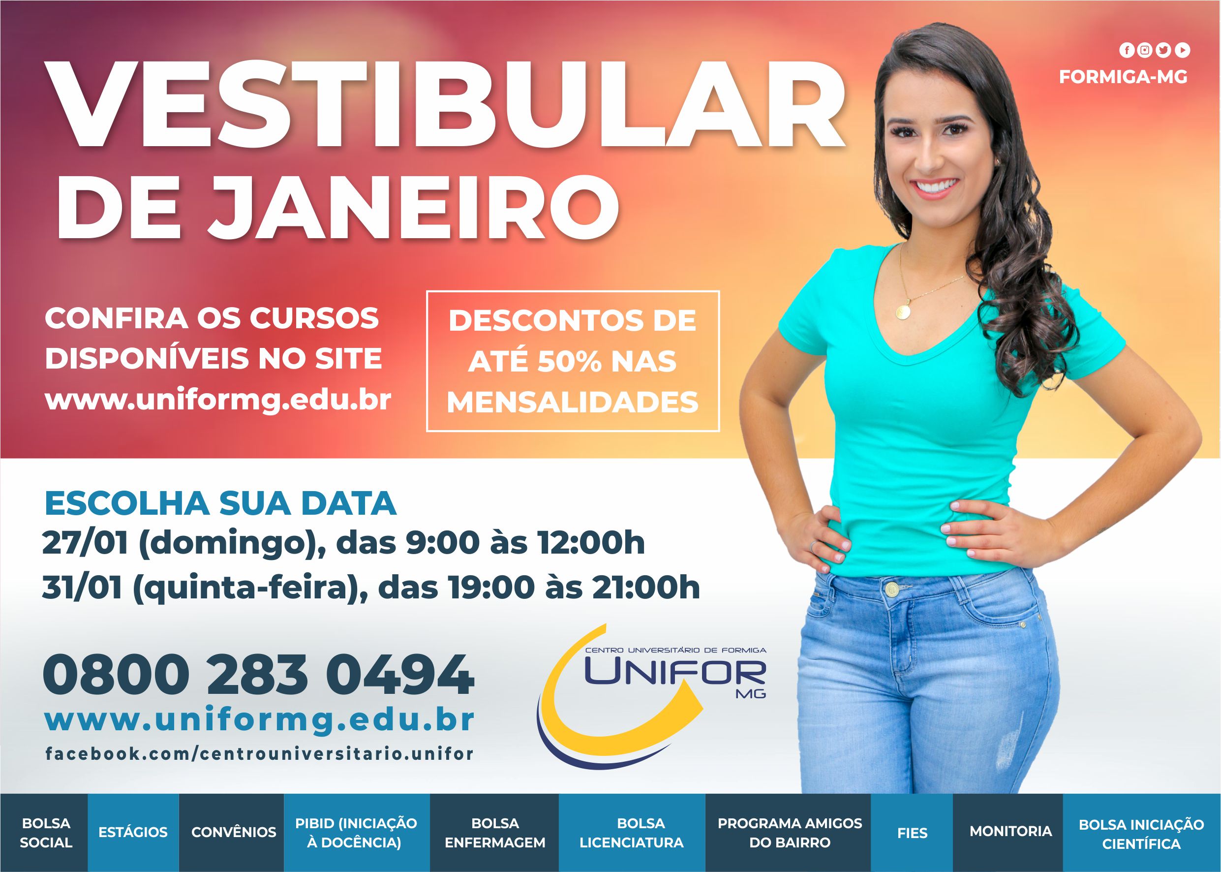 UNIFOR-MG DIVULGA EDITAL DO VESTIBULAR DE JANEIRO