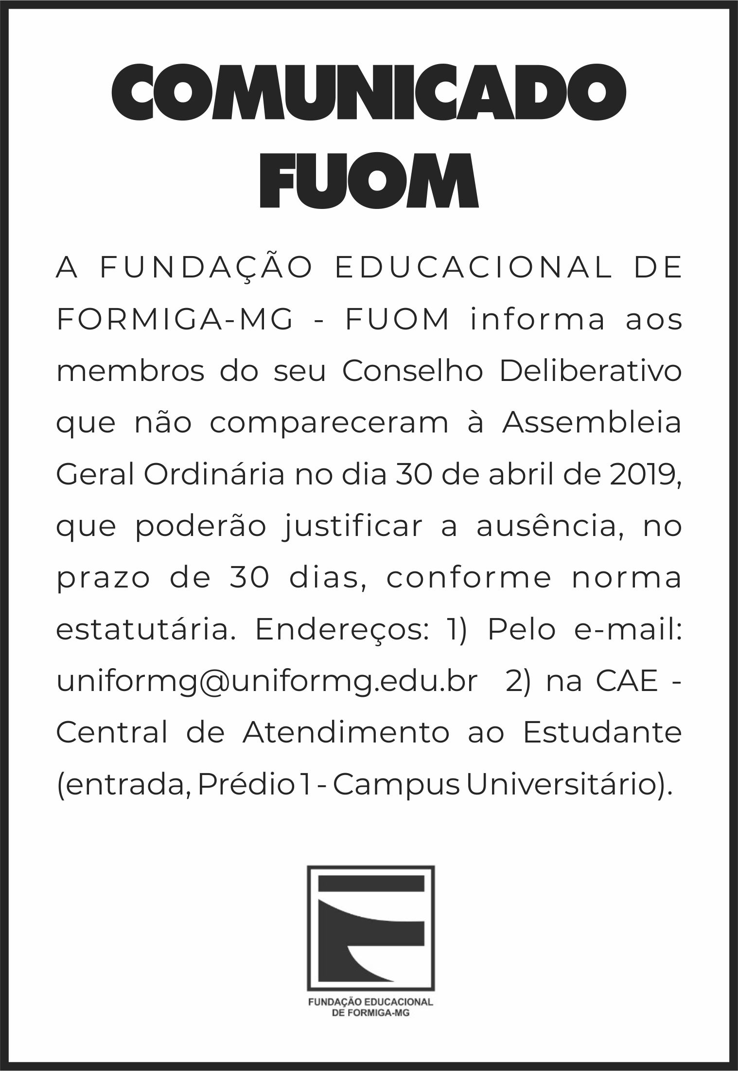 FUOM: 30 DE MAIO É O ÚLTIMO DIA PARA JUSTIFICAR AUSÊNCIA NA ASSEMBLEIA
