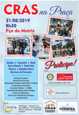 CRAS NA PRAÇA SERÁ NO SÁBADO, 31 DE AGOSTO