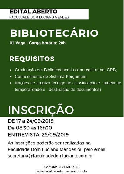 INSTITUIÇÃO DE ENSINO SELECIONA BIBLIOTECÁRIO