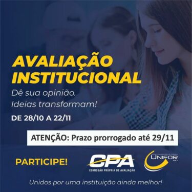 PRORROGADO O PRAZO PARA COMUNIDADE ACADÊMICA PARTICIPAR DA AVALIAÇÃO INSTITUCIONAL