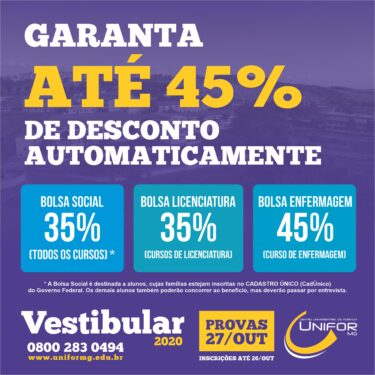 CONFIRA AS BOLSAS AUTOMÁTICAS CONCEDIDAS PELO CENTRO UNIVERSITÁRIO DE FORMIGA – UNIFOR-MG