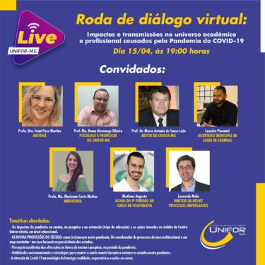 UNIFOR-MG REALIZARÁ RODA DE DIÁLOGO SOBRE COVID-19