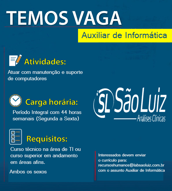 OPORTUNIDADE DE EMPREGO