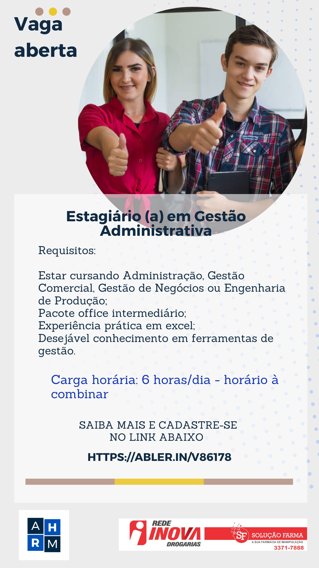 OPORTUNIDADE DE ESTÁGIO EM GESTÃO ADMINISTRATIVA