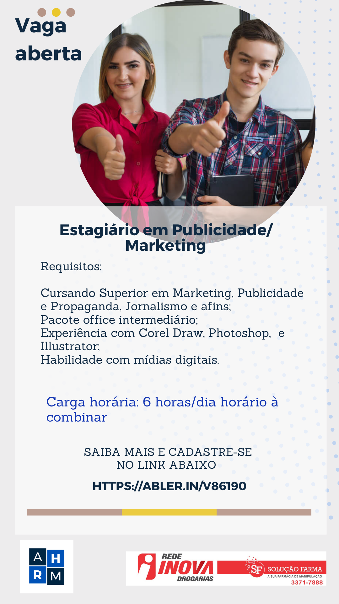 INSCREVA-SE PARA A SELEÇÃO DE ESTAGIÁRIO EM PUBLICIDADE / MARKETING