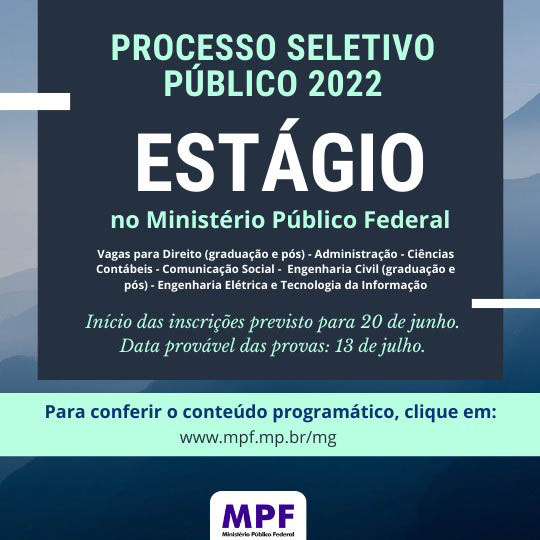 PARTICIPE DO PROCESSO SELETIVO PARA ESTÁGIO NO MINISTÉRIO PÚBLICO FEDERAL