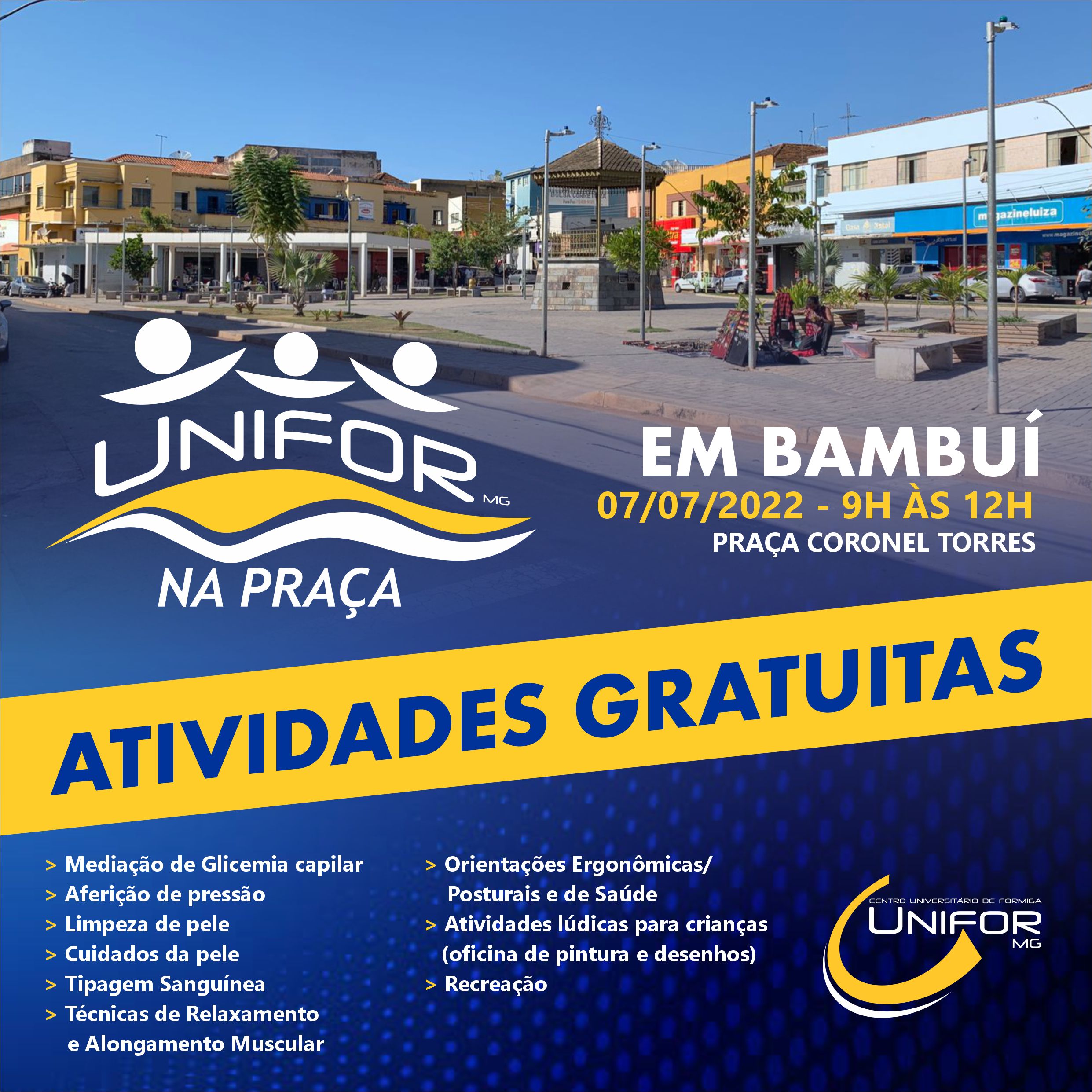 MUNICÍPIO DE BAMBUÍ RECEBERÁ PROJETO UNIFOR NA PRAÇA