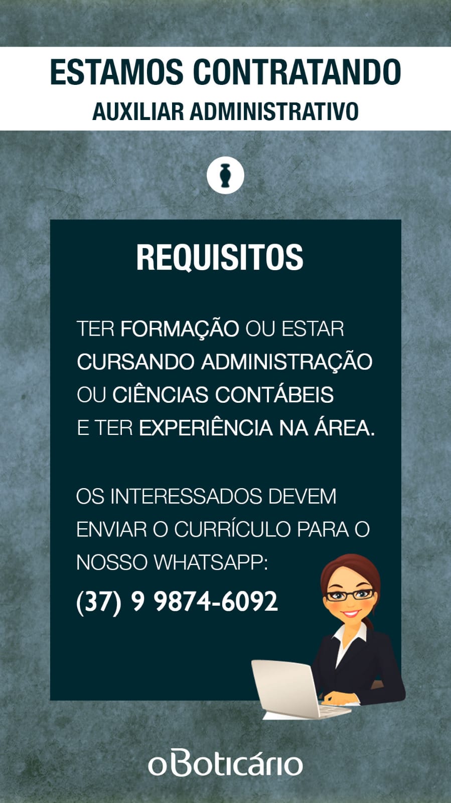 OPORTUNIDADE PARA AUXILIAR ADMINISTRATIVO