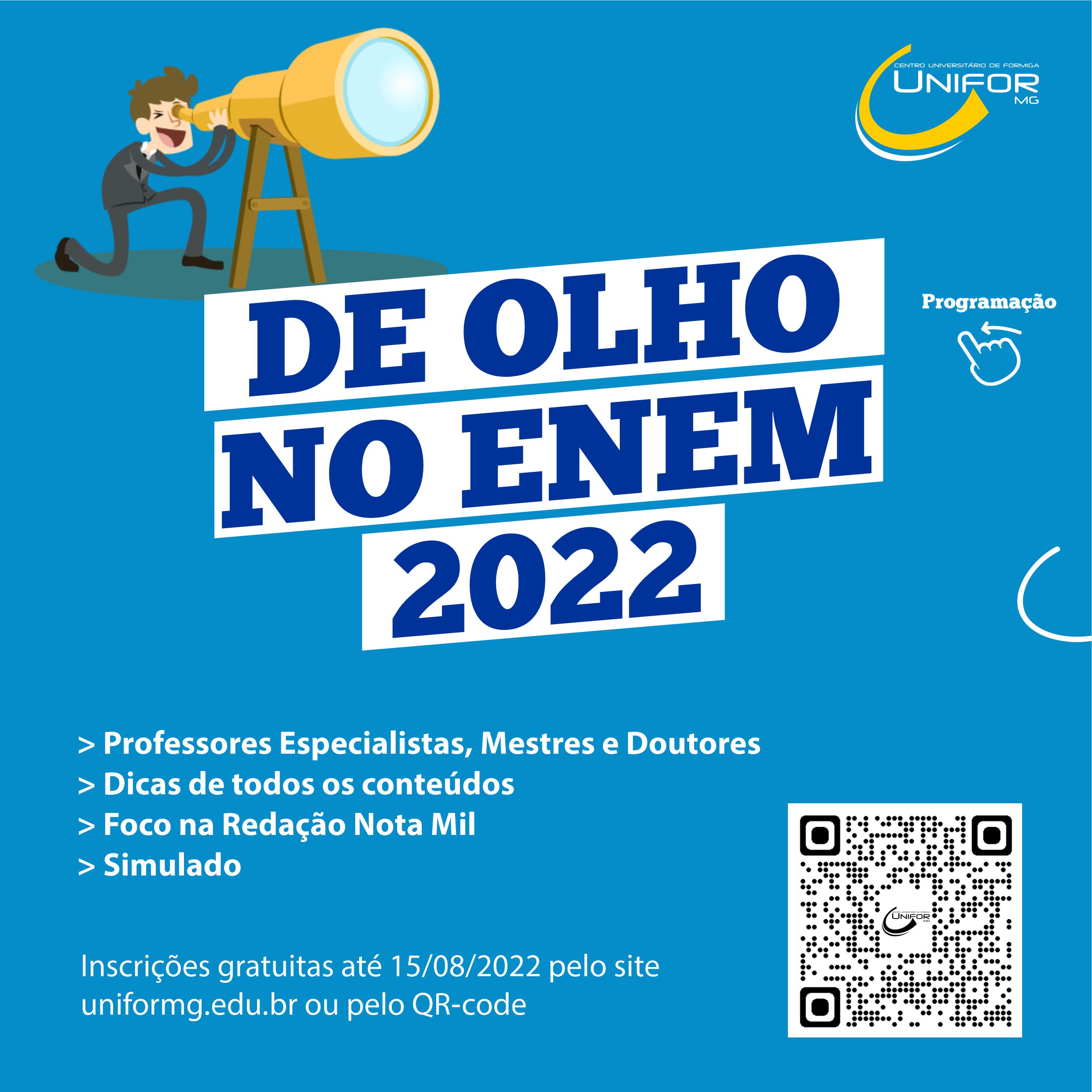 UNIFOR-MG LANÇA PROJETO “DE OLHO NO ENEM 2022”