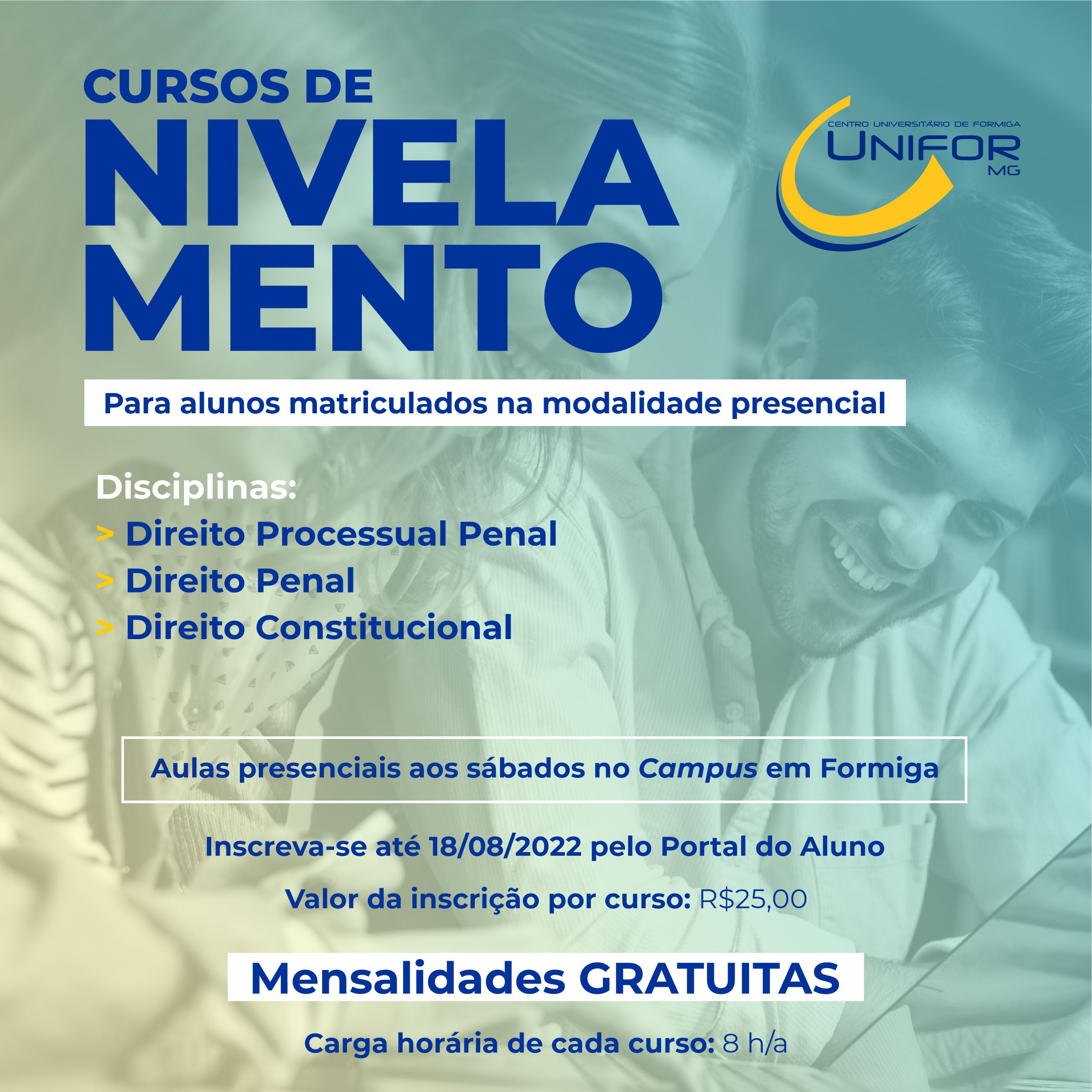 INSCRIÇÕES ABERTAS PARA CURSOS DE NIVELAMENTO