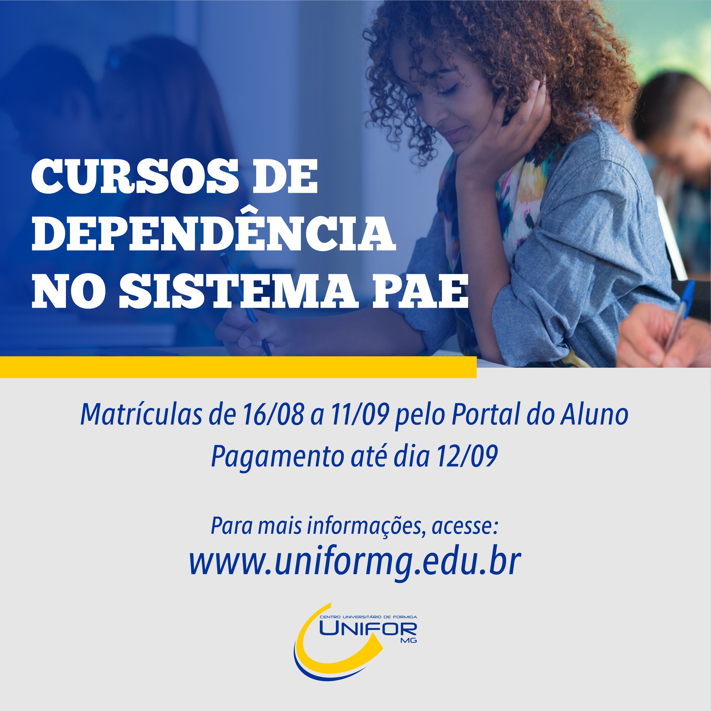 PRAZO PARA SOLICITAÇÃO DE DEPENDÊNCIA NO SISTEMA PAE TERMINA NO DIA 11/09