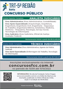 INSCRIÇÕES ABERTAS PARA CONCURSO PÚBLICO