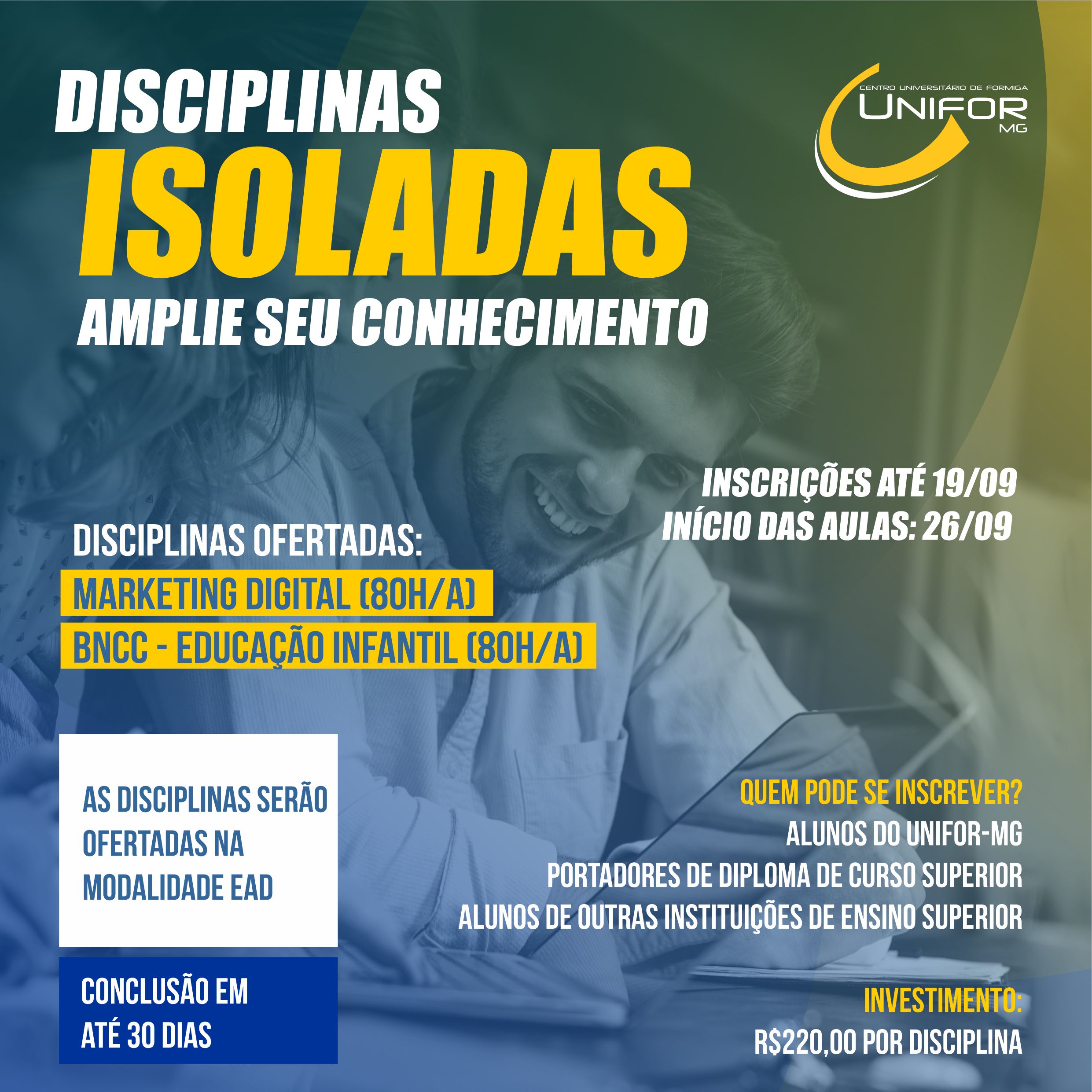 INSCRIÇÕES ABERTAS PARA AS DISCIPLINAS ISOLADAS: MARKETING DIGITAL E EDUCAÇÃO INFANTIL 