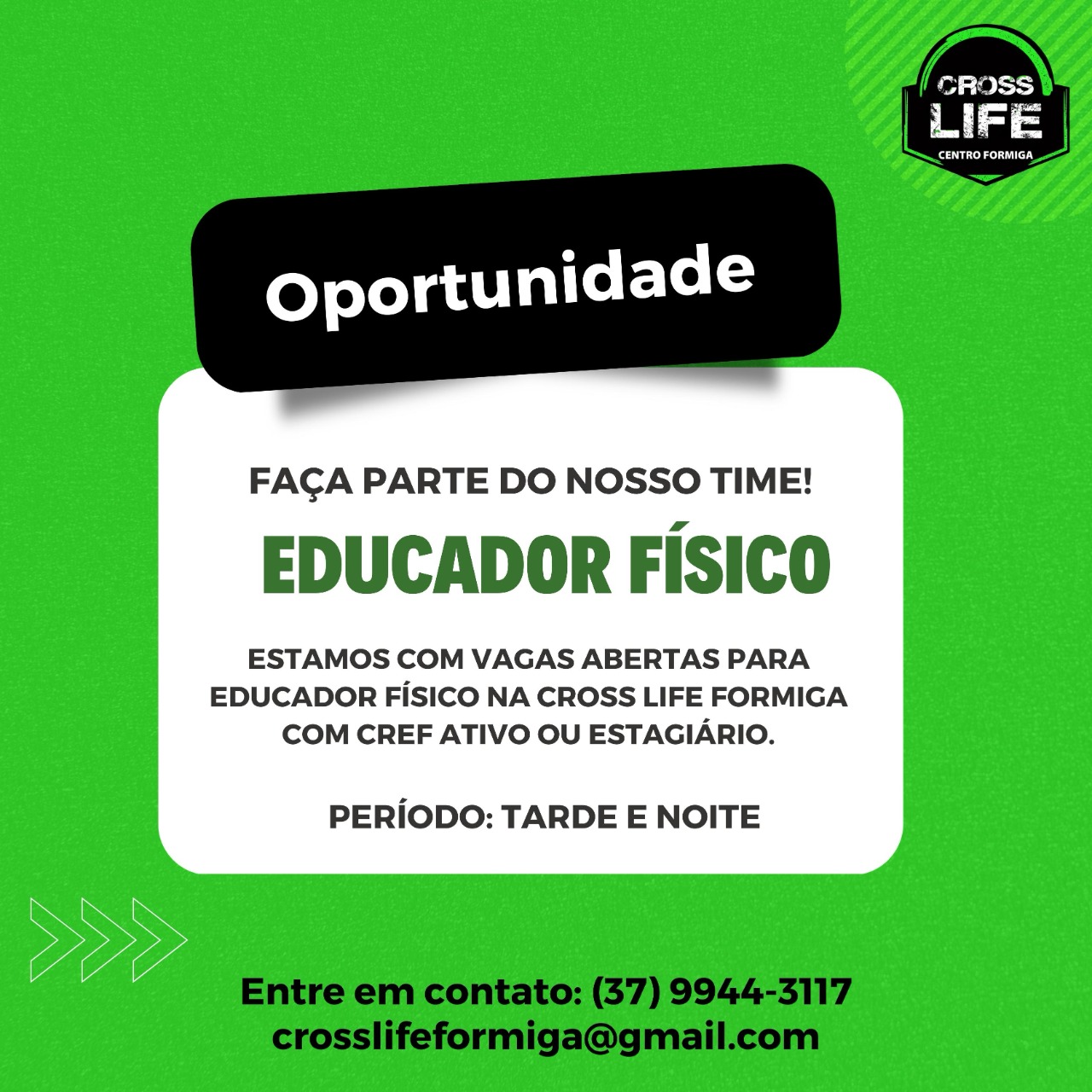 CROSS LIFE OFERECE OPORTUNIDADE DE EMPREGO OU ESTÁGIO