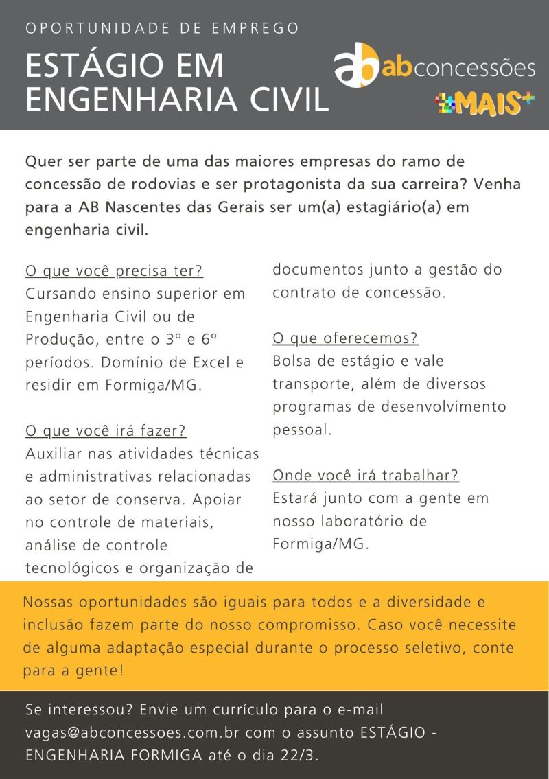 OPORTUNIDADE DE ESTÁGIO