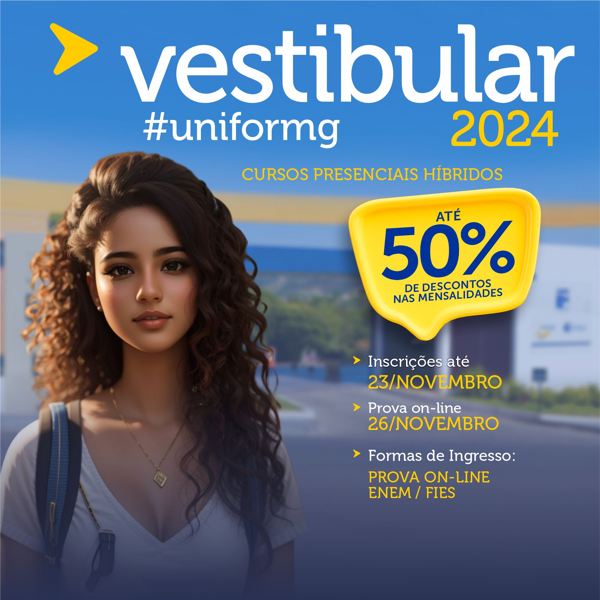 INSCRIÇÕES ABERTAS PARA O VESTIBULAR 2024 (CURSOS PRESENCIAIS)