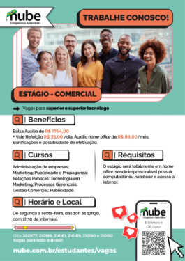 NUBE DIVULGA OPORTUNIDADE DE ESTÁGIO PARA HOME-OFFICE