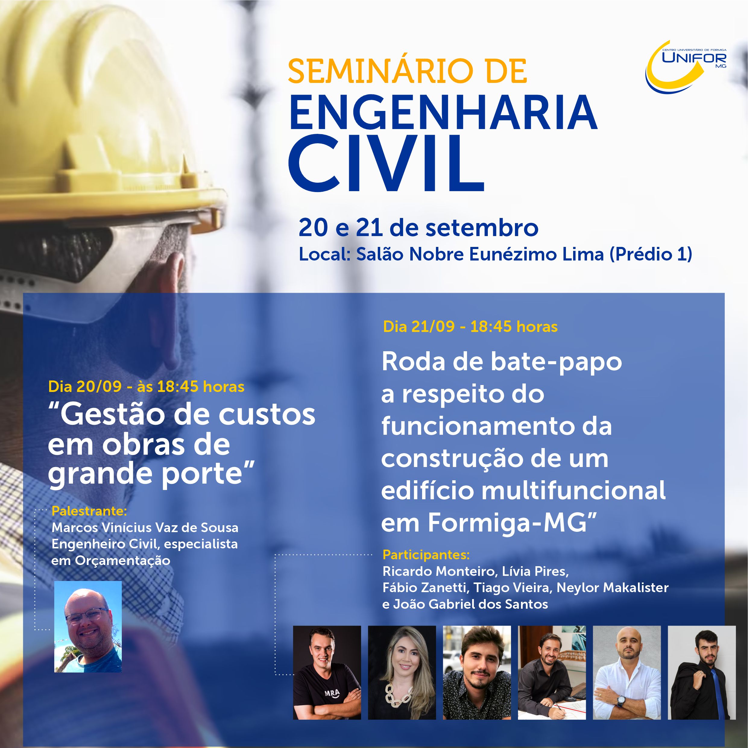 UNIFOR-MG REALIZARÁ SEMINÁRIO DE ENGENHARIA CIVIL