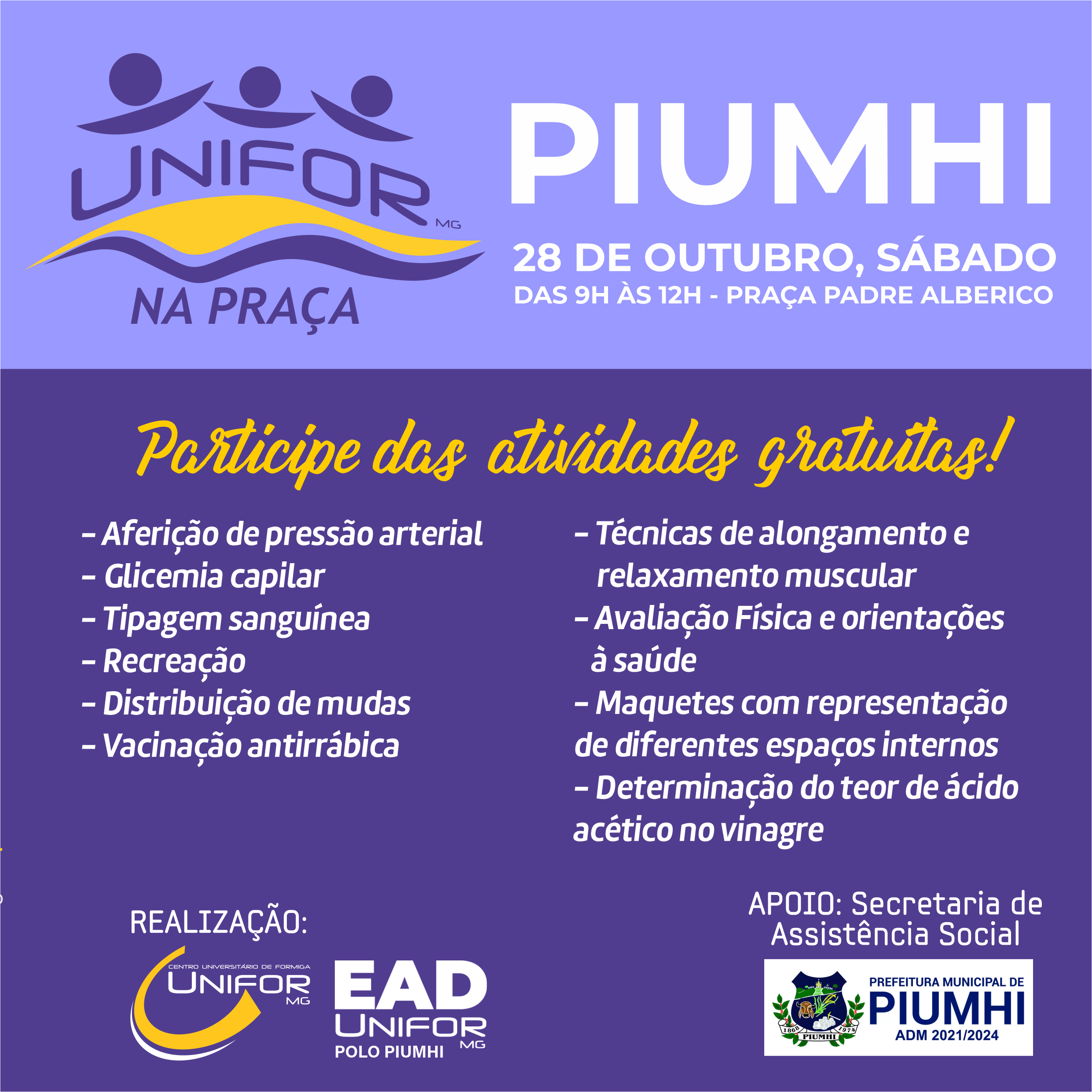 CIDADE DE PIUMHI RECEBERÁ UNIFOR NA PRAÇA NO PRÓXIMO SÁBADO