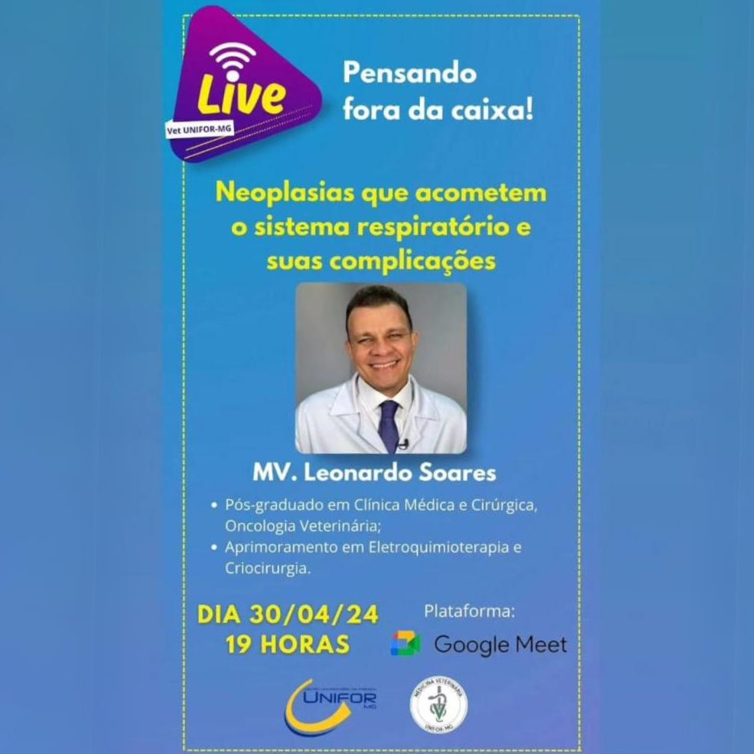 CURSO DE MEDICINA VETERINÁRIA REALIZARÁ WEBINAR COM TEMA “NEOPLASIAS QUE ACOMETEM O SISTEMA RESPIRATÓRIO E SUAS IMPLICAÇÕES”