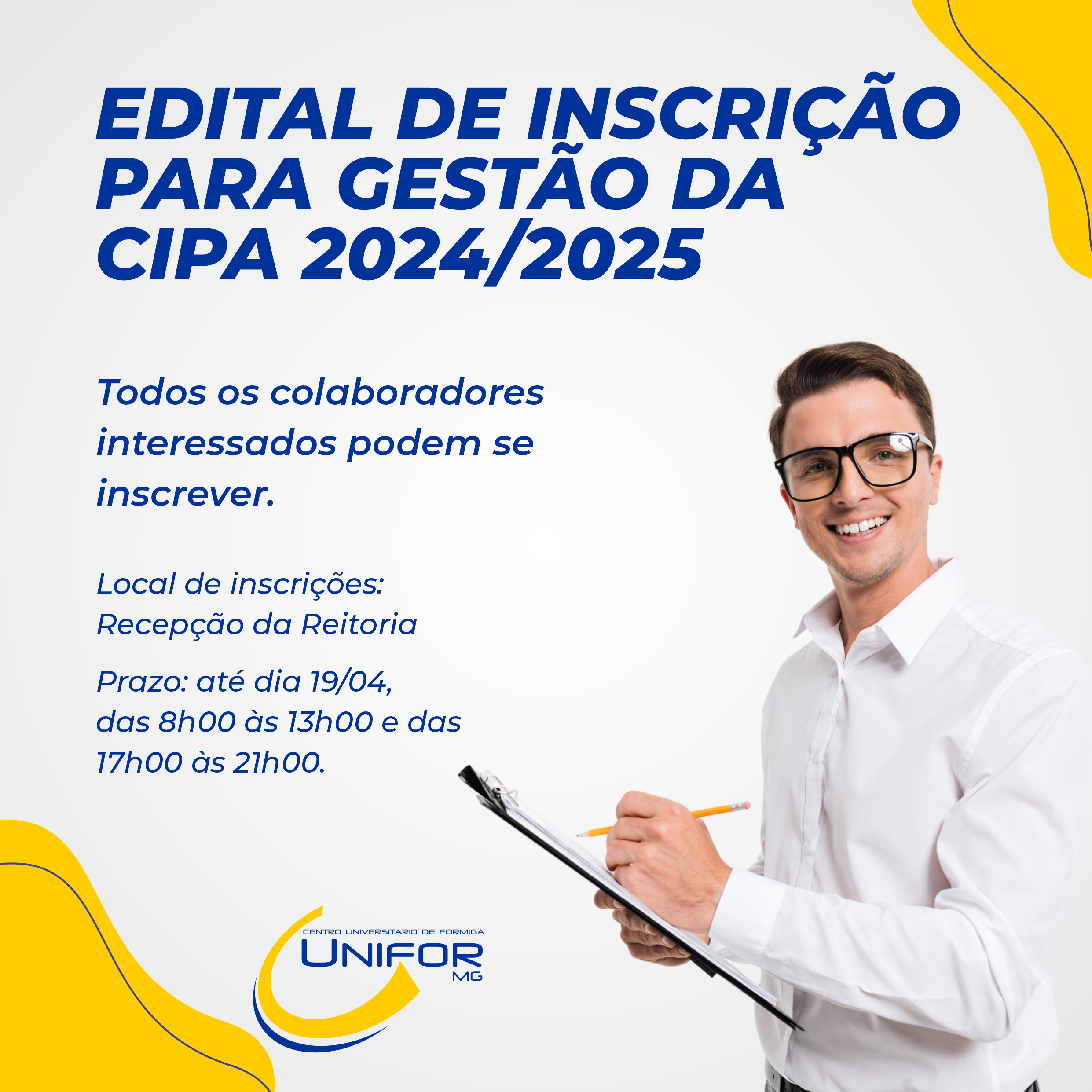 UNIFOR-MG DIVULGA EDITAL DE INSCRIÇÃO PARA GESTÃO DA CIPA 2024/2025