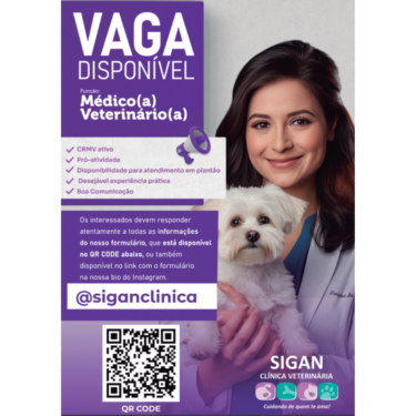 CLÍNICA VETERINÁRIA OFERECE OPORTUNIDADE DE EMPREGO EM LAGOA DA PRATA