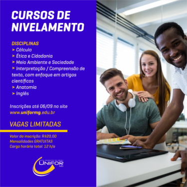 UNIFOR-MG ESTÁ COM INSCRIÇÕES ABERTAS PARA CURSOS DE NIVELAMENTO DO 2º SEMESTRE