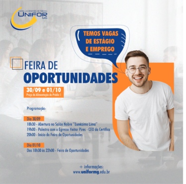 UNIFOR-MG REALIZARÁ A FEIRA DE OPORTUNIDADES