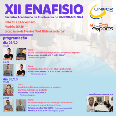 XII ENAFISIO SERÁ REALIZADO EM OUTUBRO NO UNIFOR-MG