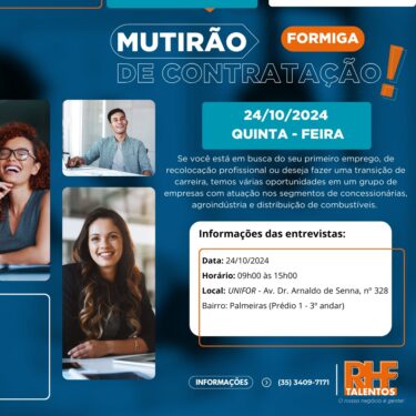 RHF TALENTOS PROMOVERÁ MUTIRÃO DE CONTRATAÇÃO NO UNIFOR-MG