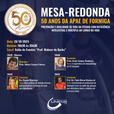 UNIFOR PROMOVE MESA-REDONDA: 50 ANOS DA APAE DE FORMIGA
