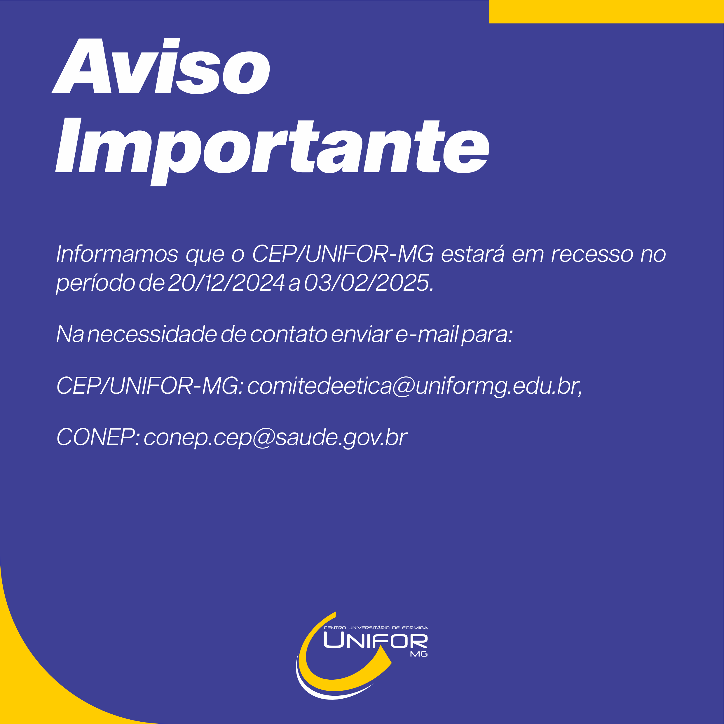 AVISO IMPORTANTE